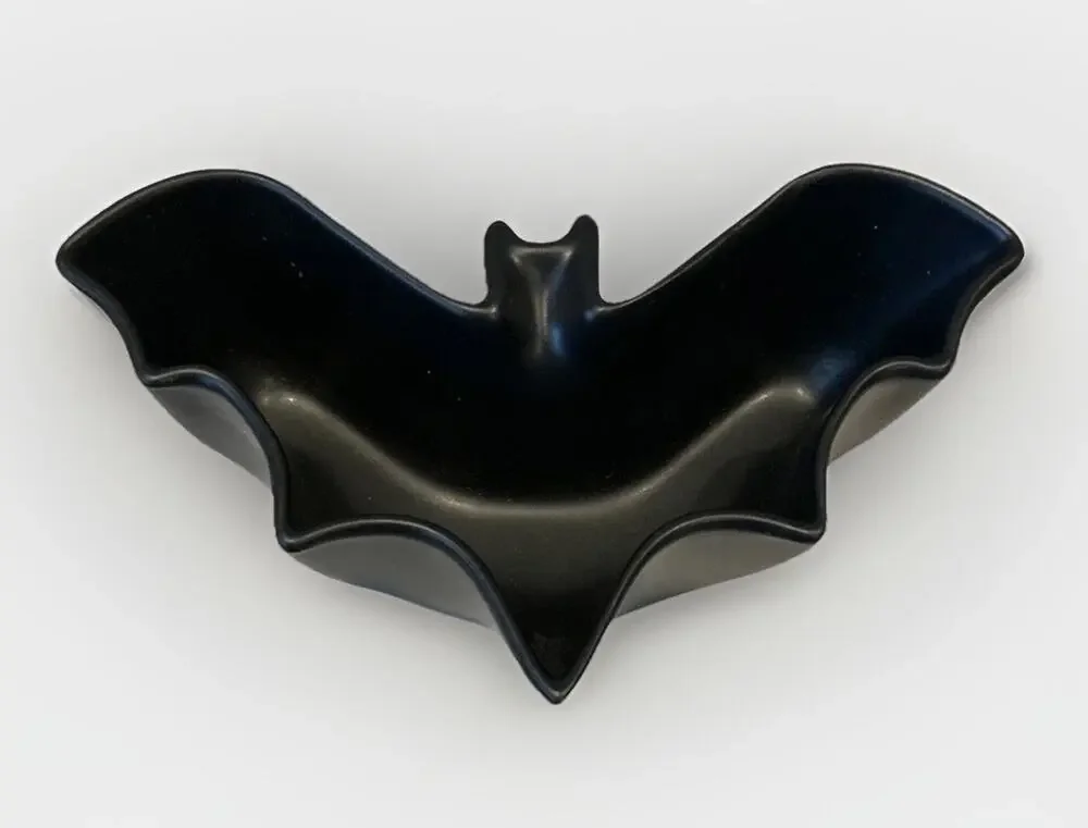 Pottery Barn Bat Shaped Stoneware bowl condiment or candy EUC